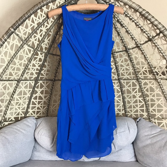 Vince Camuto Women's Ruffle Faux Wrap Dress Blue Size 8
